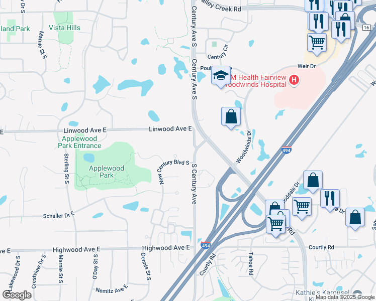 map of restaurants, bars, coffee shops, grocery stores, and more near 743 Century Avenue South in Maplewood