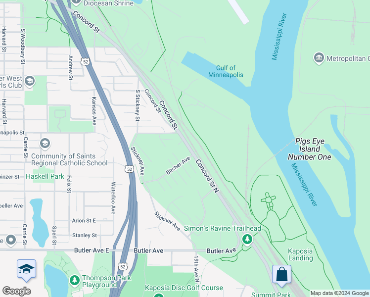 map of restaurants, bars, coffee shops, grocery stores, and more near 1621 Concord Street in South Saint Paul