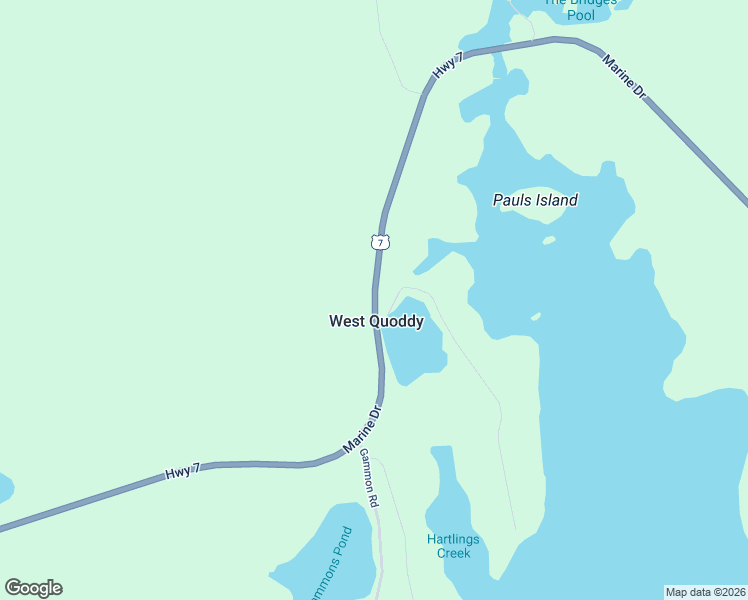 map of restaurants, bars, coffee shops, grocery stores, and more near Highway 7 in West Quoddy