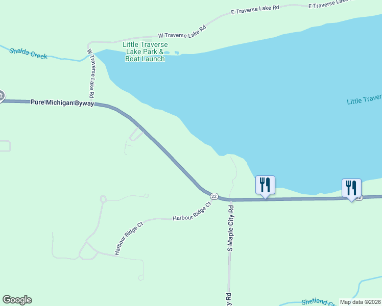 map of restaurants, bars, coffee shops, grocery stores, and more near 100-402 West Harbor Highway in Maple City