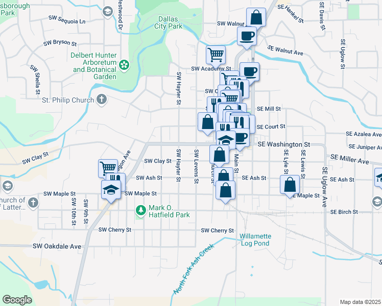 map of restaurants, bars, coffee shops, grocery stores, and more near 1028 Southwest Hayter Street in Dallas
