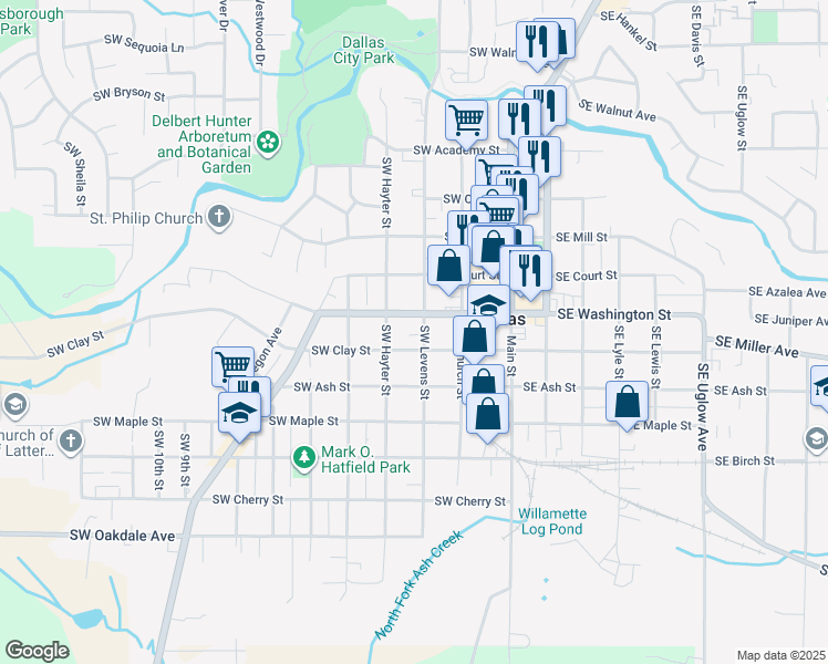 map of restaurants, bars, coffee shops, grocery stores, and more near 1028 Southwest Hayter Street in Dallas
