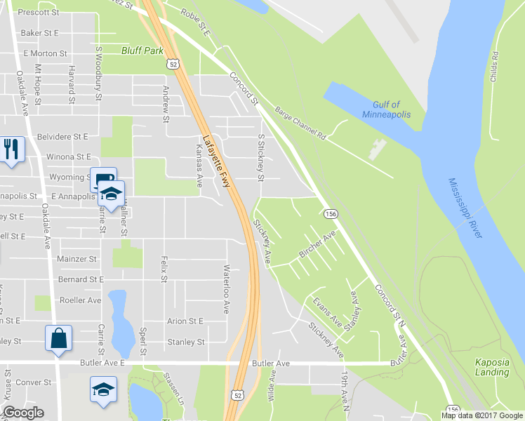 map of restaurants, bars, coffee shops, grocery stores, and more near 1689 Motor Avenue in South Saint Paul