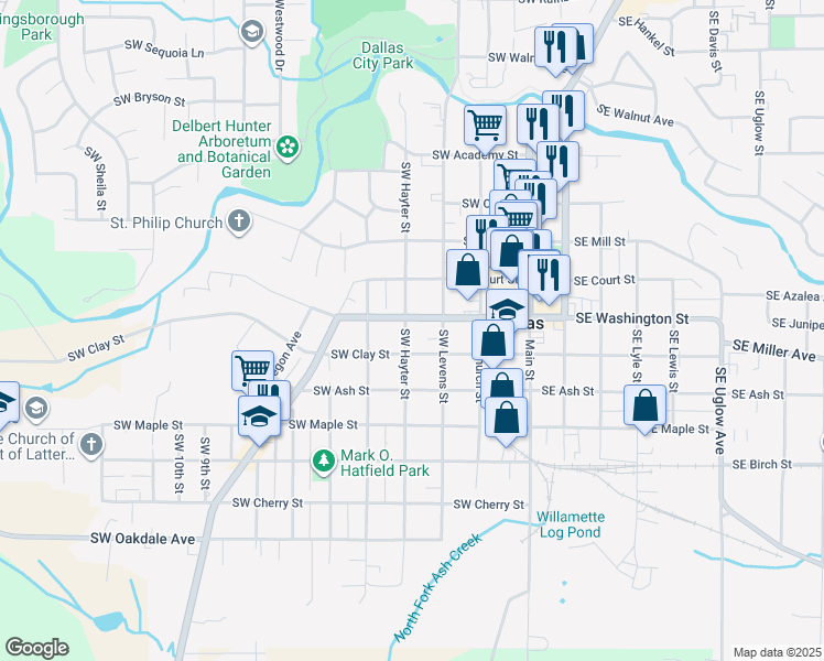 map of restaurants, bars, coffee shops, grocery stores, and more near 1028 Southwest Hayter Street in Dallas