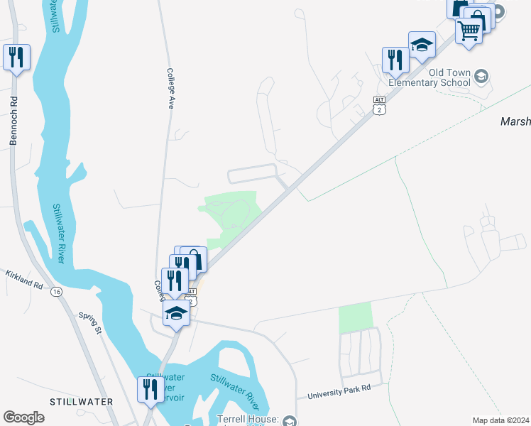 map of restaurants, bars, coffee shops, grocery stores, and more near 852 Stillwater Avenue in Old Town