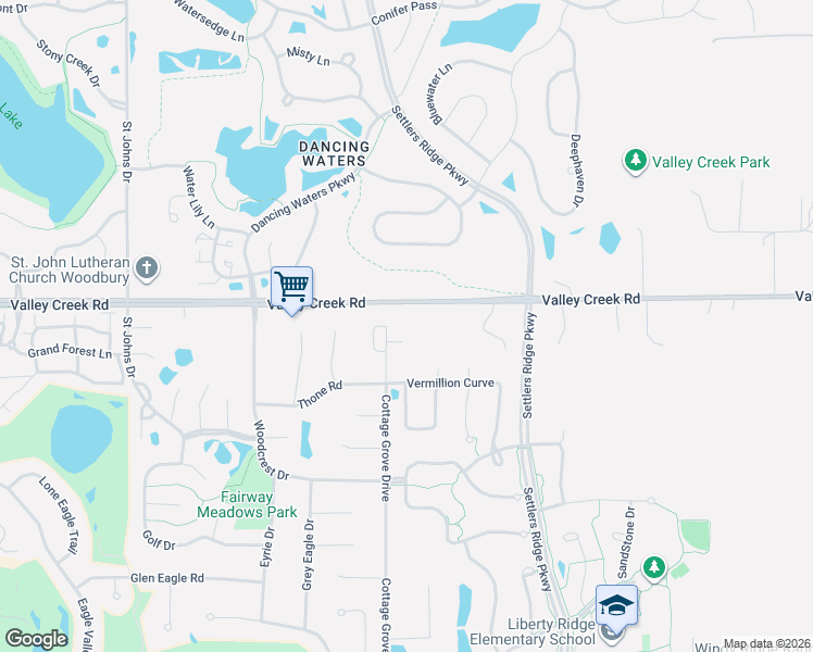 map of restaurants, bars, coffee shops, grocery stores, and more near 2045 Cottage Grove Drive in Woodbury