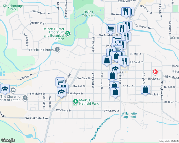 map of restaurants, bars, coffee shops, grocery stores, and more near 443 Kings Valley Highway in Dallas