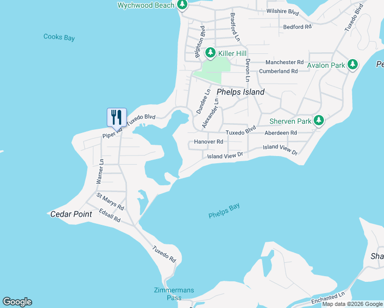 map of restaurants, bars, coffee shops, grocery stores, and more near 4924 Island View Drive in Mound