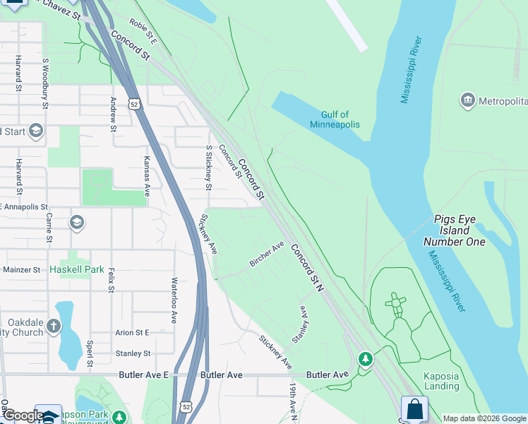 map of restaurants, bars, coffee shops, grocery stores, and more near 1649 Concord Street North in South St. Paul