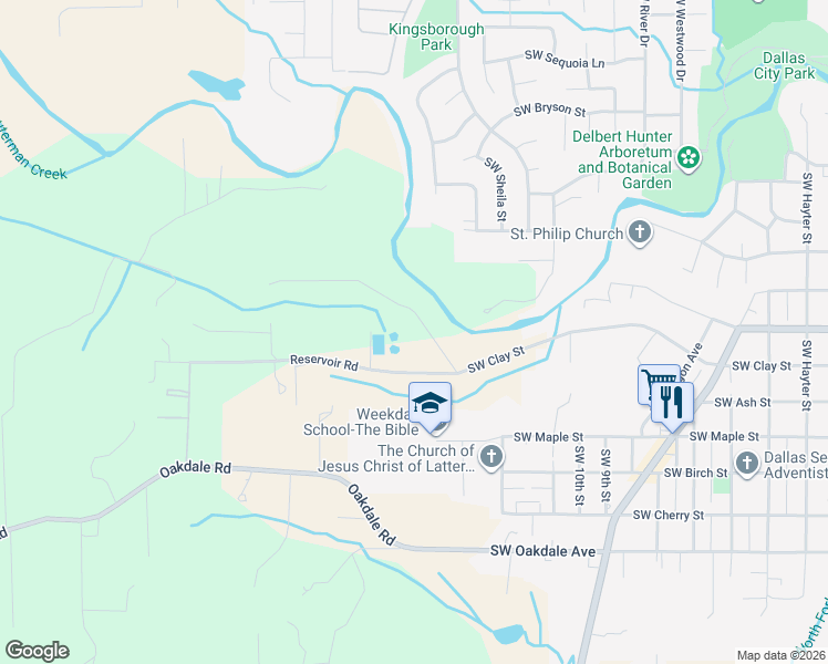 map of restaurants, bars, coffee shops, grocery stores, and more near 1400 Southwest Clay Street in Dallas