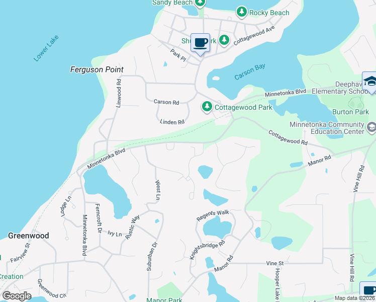 map of restaurants, bars, coffee shops, grocery stores, and more near 4616 Bayswater Road in Excelsior