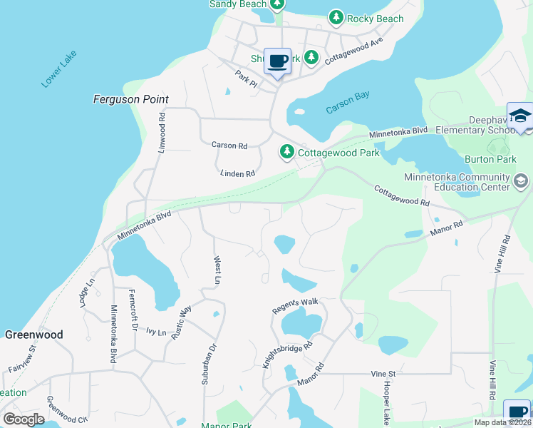 map of restaurants, bars, coffee shops, grocery stores, and more near 4616 Bayswater Road in Excelsior