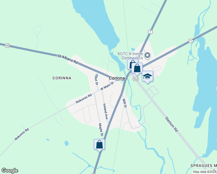 map of restaurants, bars, coffee shops, grocery stores, and more near 71 Exeter Road in Corinna