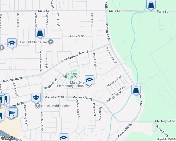 map of restaurants, bars, coffee shops, grocery stores, and more near 736 Springdale Court Southeast in Salem