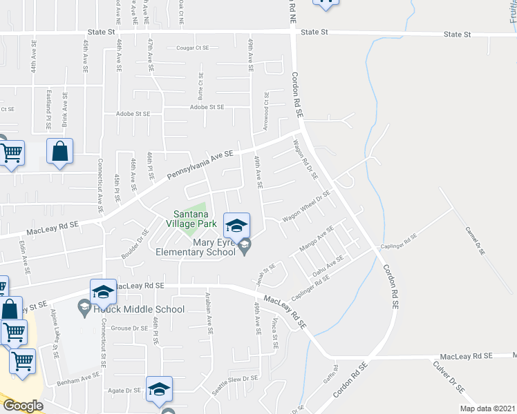 map of restaurants, bars, coffee shops, grocery stores, and more near 747 49th Avenue Southeast in Salem