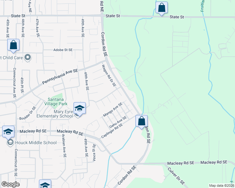 map of restaurants, bars, coffee shops, grocery stores, and more near 839 Wagon Road Court Southeast in Salem