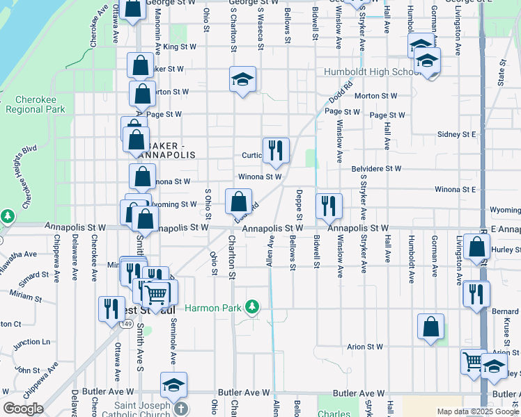 map of restaurants, bars, coffee shops, grocery stores, and more near 848 Dodd Road in Saint Paul