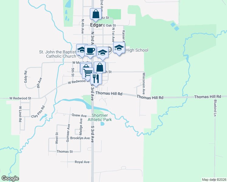 map of restaurants, bars, coffee shops, grocery stores, and more near 209 Thomas Hill Rd in Edgar