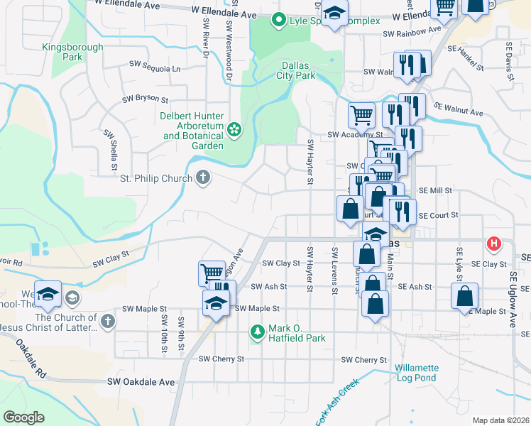 map of restaurants, bars, coffee shops, grocery stores, and more near 88 Southwest Canterbury Court in Dallas