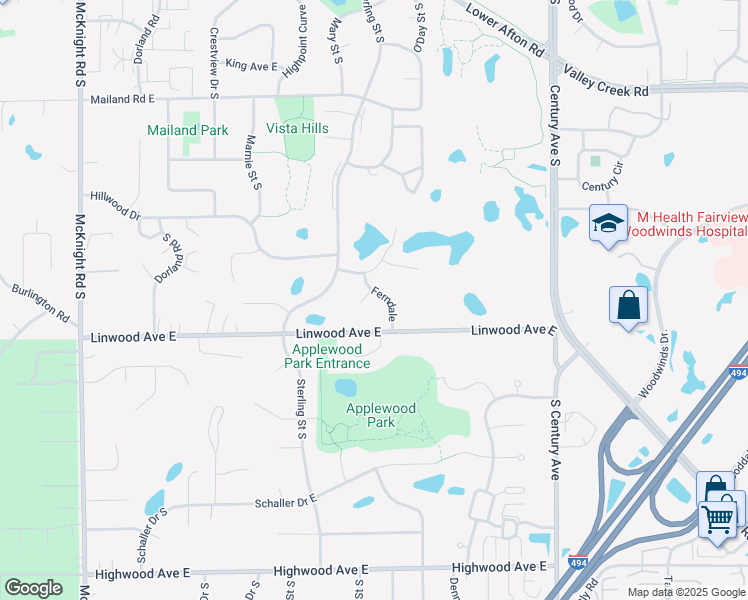 map of restaurants, bars, coffee shops, grocery stores, and more near 2556 Ferndale Street South in Maplewood