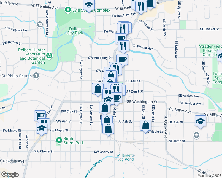 map of restaurants, bars, coffee shops, grocery stores, and more near 887 Main Street in Dallas