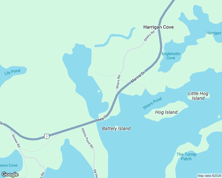 map of restaurants, bars, coffee shops, grocery stores, and more near 9 Harrigan Cove Road in Moser River