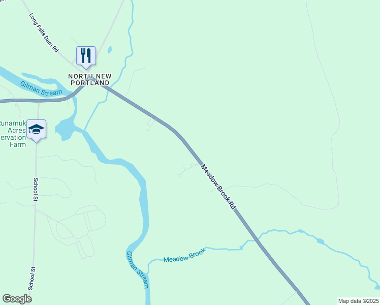 map of restaurants, bars, coffee shops, grocery stores, and more near 177 Meadow Brook Road in New Portland