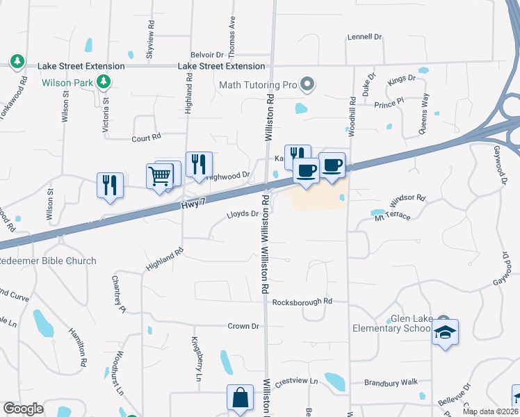 map of restaurants, bars, coffee shops, grocery stores, and more near in Minnetonka