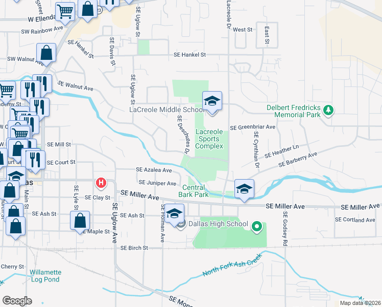 map of restaurants, bars, coffee shops, grocery stores, and more near 796 Southeast Walnut Avenue in Dallas