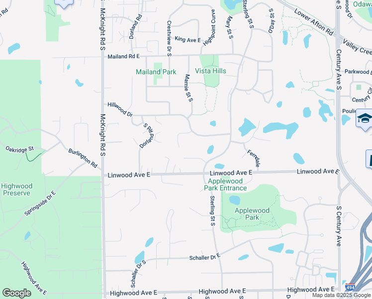 map of restaurants, bars, coffee shops, grocery stores, and more near 2446 Springside Drive East in Saint Paul