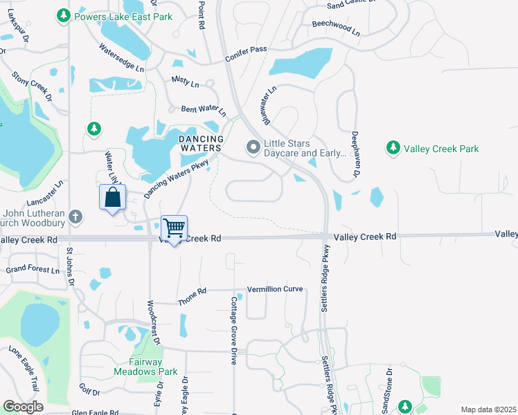 map of restaurants, bars, coffee shops, grocery stores, and more near 11074 Sweetwater Path in Woodbury