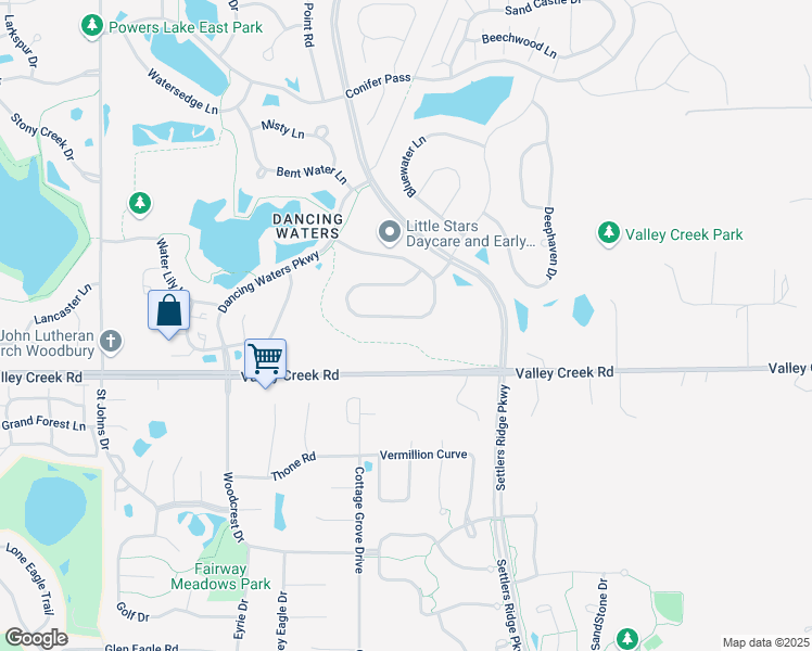 map of restaurants, bars, coffee shops, grocery stores, and more near 11074 Sweetwater Path in Woodbury