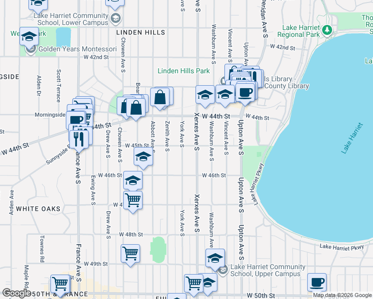 map of restaurants, bars, coffee shops, grocery stores, and more near in Minneapolis