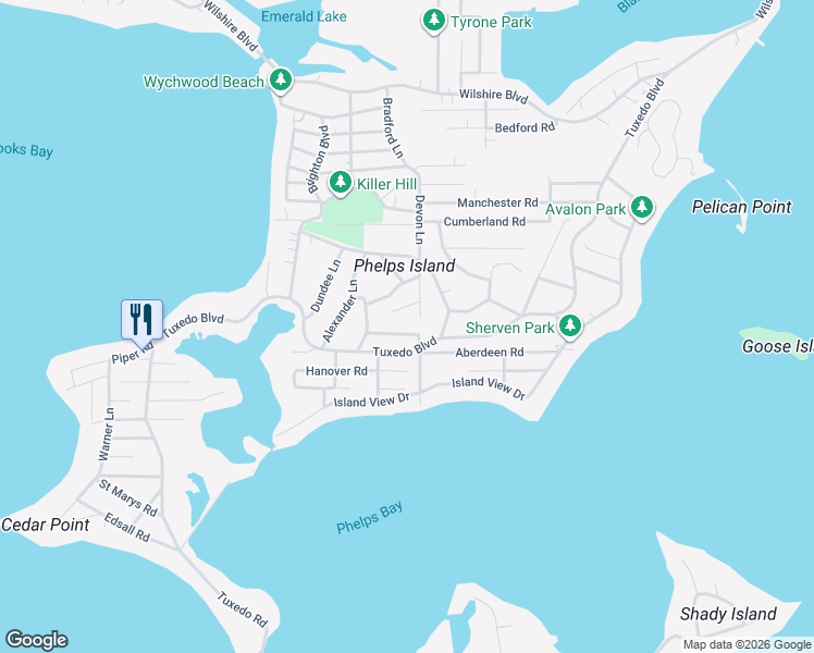 map of restaurants, bars, coffee shops, grocery stores, and more near 4832 Canterbury Road in Mound