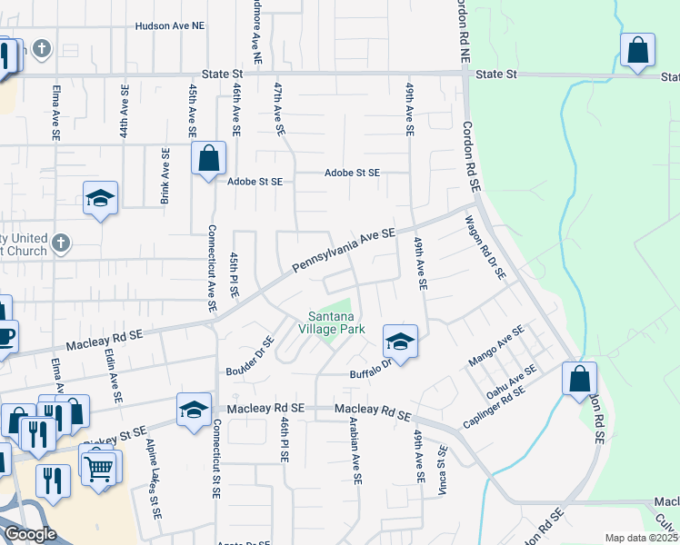 map of restaurants, bars, coffee shops, grocery stores, and more near 602 Shenandoah Drive Southeast in Salem