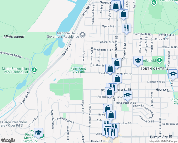 map of restaurants, bars, coffee shops, grocery stores, and more near 1945 Fairmount Avenue South in Salem