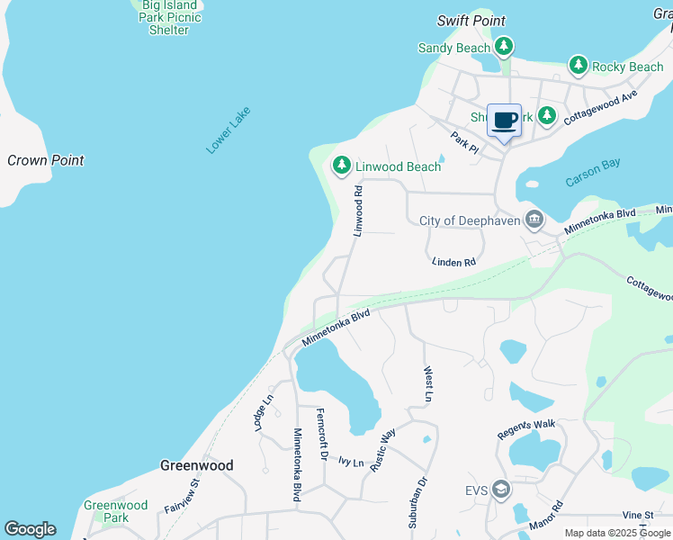 map of restaurants, bars, coffee shops, grocery stores, and more near 20790 Linwood Road in Excelsior