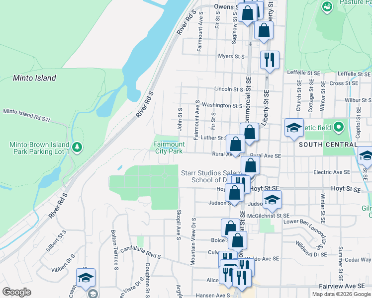 map of restaurants, bars, coffee shops, grocery stores, and more near 1945 Fairmount Avenue South in Salem