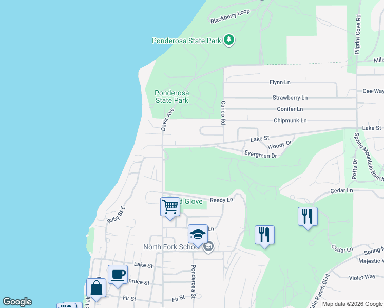 map of restaurants, bars, coffee shops, grocery stores, and more near 740 Lick Creek Road in McCall