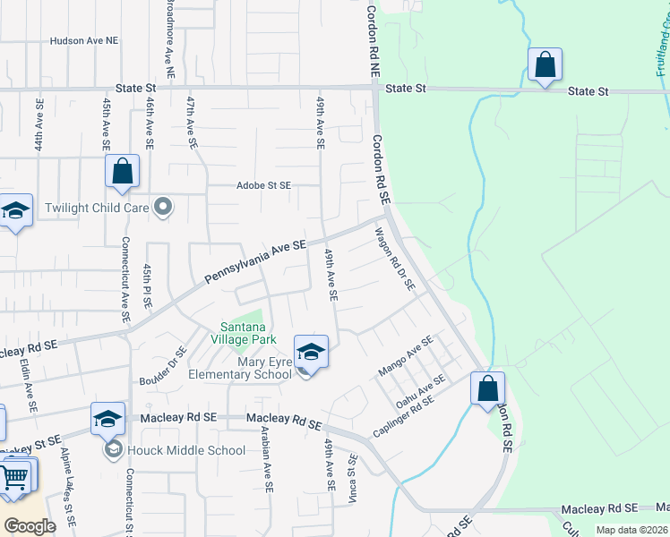 map of restaurants, bars, coffee shops, grocery stores, and more near 587 49th Avenue Southeast in Salem