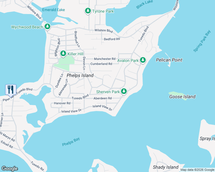 map of restaurants, bars, coffee shops, grocery stores, and more near 3155 Inverness Lane in Mound