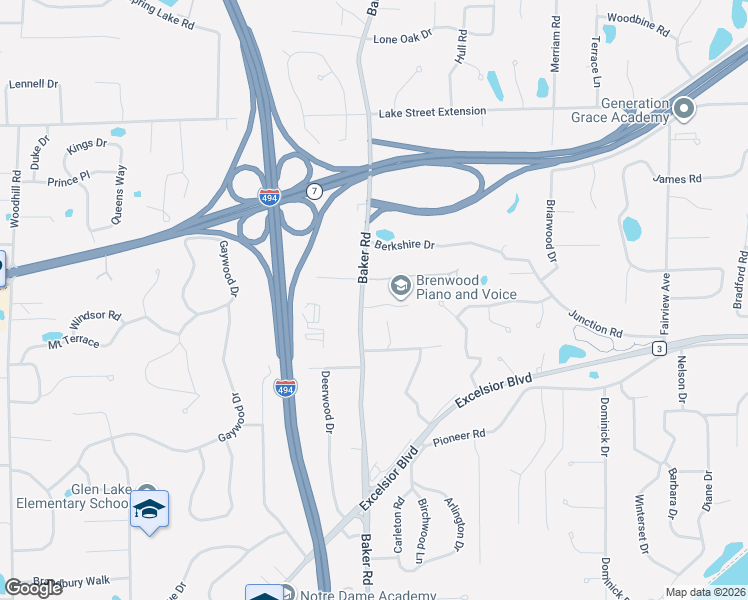 map of restaurants, bars, coffee shops, grocery stores, and more near 13100 Brenwood Trail in Hopkins