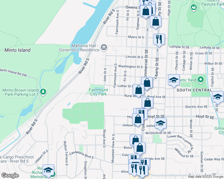 map of restaurants, bars, coffee shops, grocery stores, and more near 1945 Fairmount Avenue South in Salem