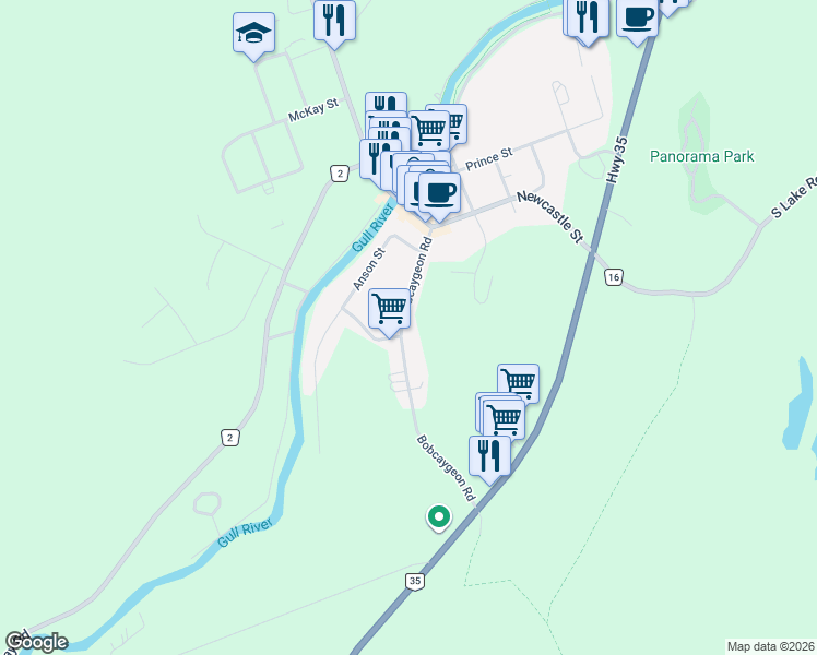 map of restaurants, bars, coffee shops, grocery stores, and more near 66 Bobcaygeon Road in Minden