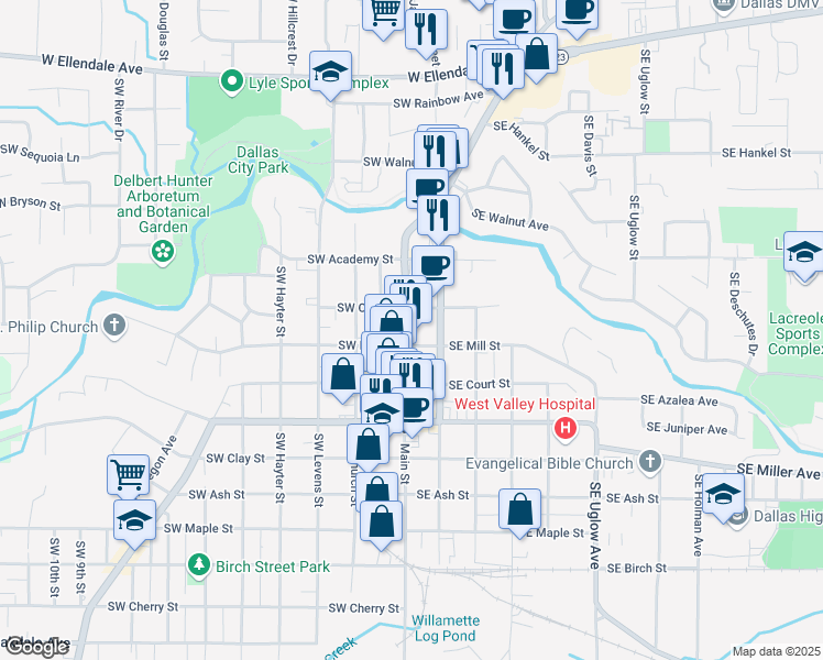 map of restaurants, bars, coffee shops, grocery stores, and more near 764 Main Street in Dallas