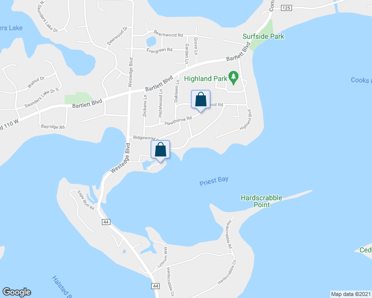 map of restaurants, bars, coffee shops, grocery stores, and more near 6033 Ridgewood Road in Mound