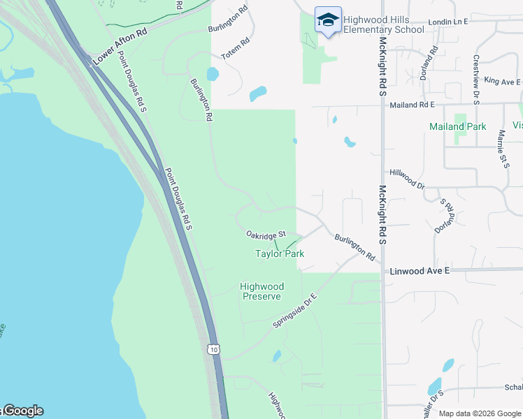 map of restaurants, bars, coffee shops, grocery stores, and more near 596 Burlington Road in Saint Paul
