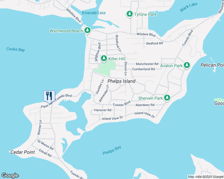 map of restaurants, bars, coffee shops, grocery stores, and more near 3107 Argyle Road in Mound
