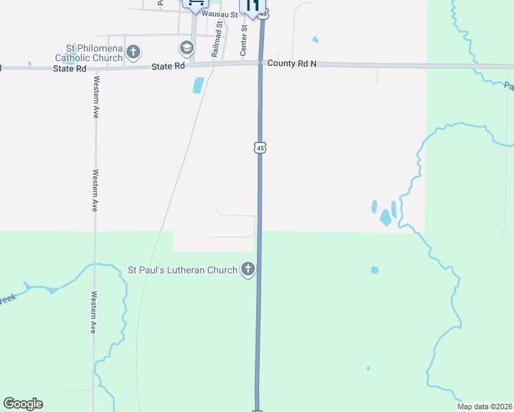 map of restaurants, bars, coffee shops, grocery stores, and more near 154 U.S. 45 in Birnamwood