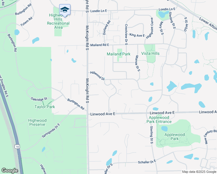 map of restaurants, bars, coffee shops, grocery stores, and more near 629 Dorland Road South in Maplewood